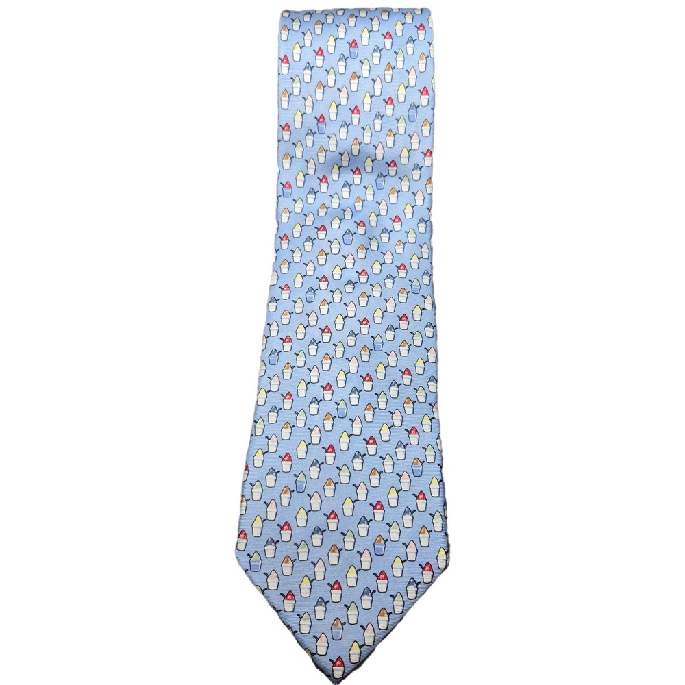 NOLA Couture Mens Silk Tie Light Blue Snowball Shaved Ice New Orleans Print